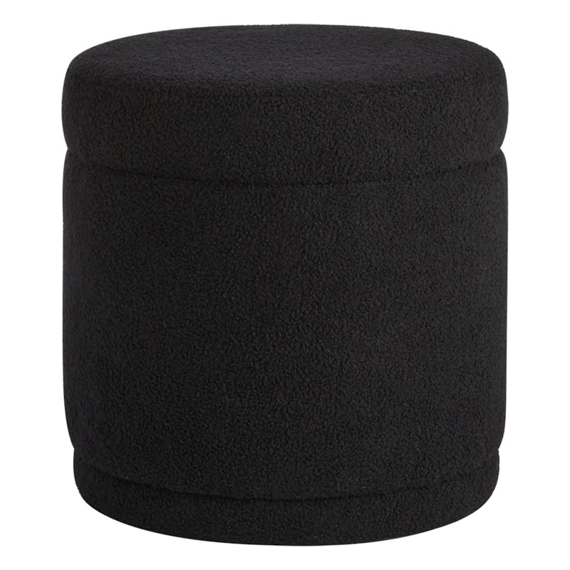 Storage Ottoman Drum Shape Vertical Stitching Removable Lid