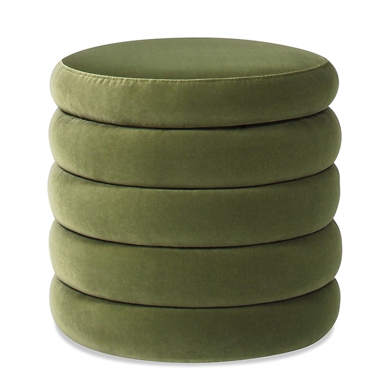 Storage Ottoman Polished Gold Base Removable Lid Mid Century Pouf