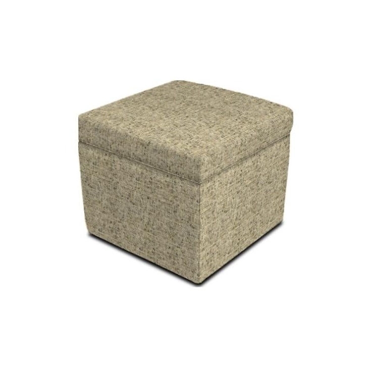 Storage Ottoman Rectangular Beige Geometric Trellis Pattern Nailhead Trim