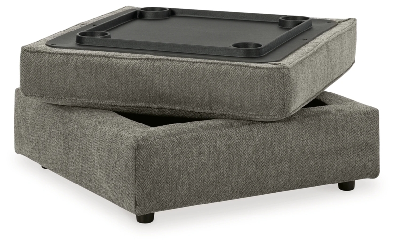 Storage Ottoman Rectangular Charcoal Upholstery with Tufted Top