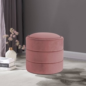 Storage Ottoman Removable Lid Velvet Round Chic