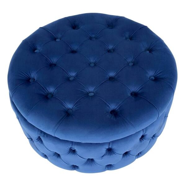 Storage Ottoman Wide Profile Velvet Round Tufted Cocktail Ottoman