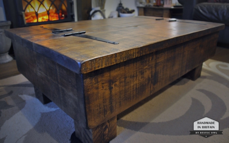 Storage Trunk Rustic Rough Sawn Pine Farmhouse Chest