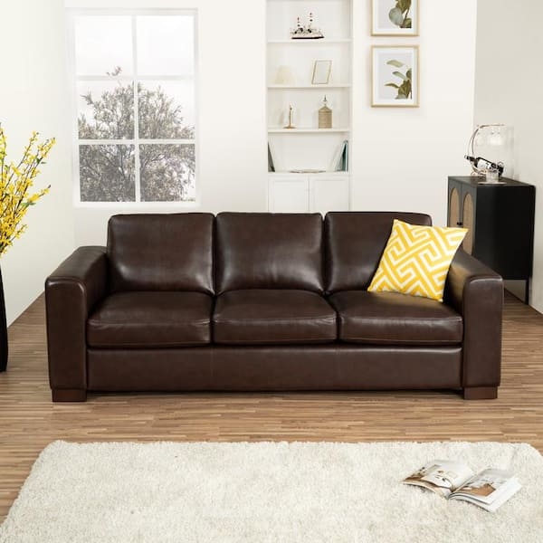 Structured Three-Seater Sofa with Square Arms & Tapered Legs