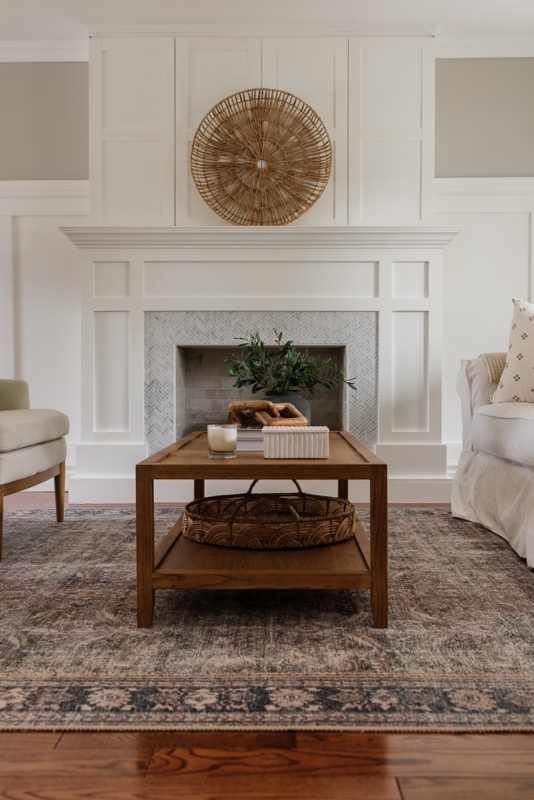 Sturdy Coffee Table with Trestle Base, Light Finish for Modern Farmhouse