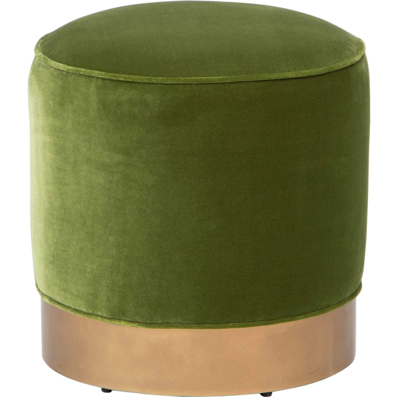 Swivel Ottoman Button Tufted Gold Base Contemporary Seating