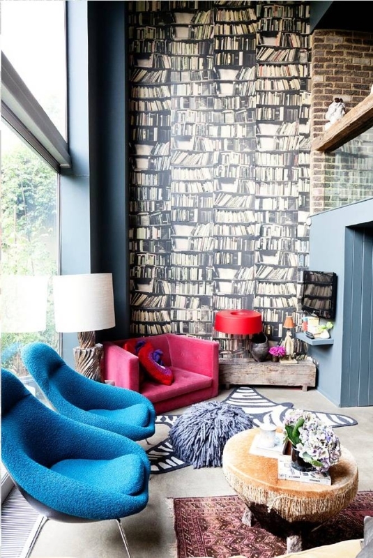 Symmetrical Armchair Seating Arrangement Pair in Navy Blue