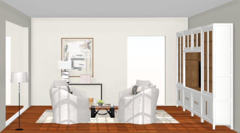 Symmetrical Small Space Seating with Four Beige Accent Chairs