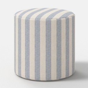 Tambour Drum Ottoman with Vertical Stripes, Traditional Footrest