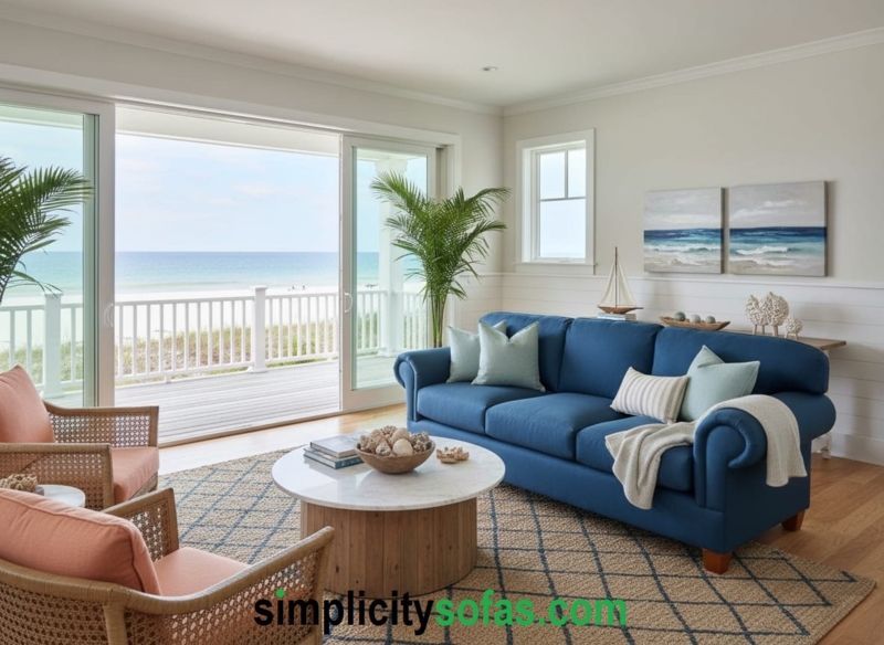 Tan Sofa, Rolled Arms, Matching Armchair, Classic Living Room