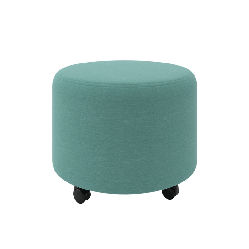 Taupe Round Ottoman with Casters for Commercial Lounge Seating