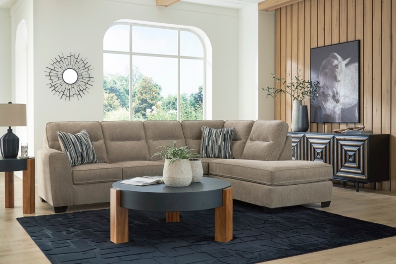 Textured Charcoal Sectional with Oversized Chaise