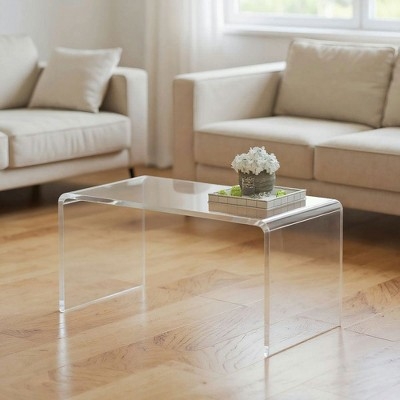 Thick Clear Acrylic U-Shape Waterfall Coffee Table