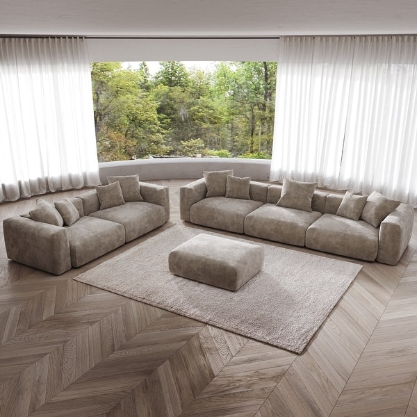 Three-Piece Living Room Set Charcoal Gray Tapered Legs Mid-Century Style