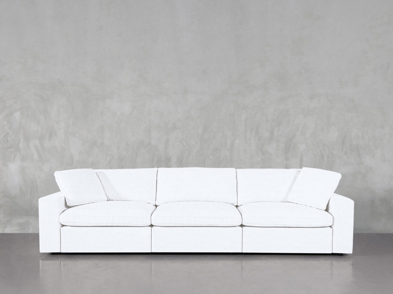 Three Seat Sofa Ivory Deep Lounge Seating Track Arm Silhouette