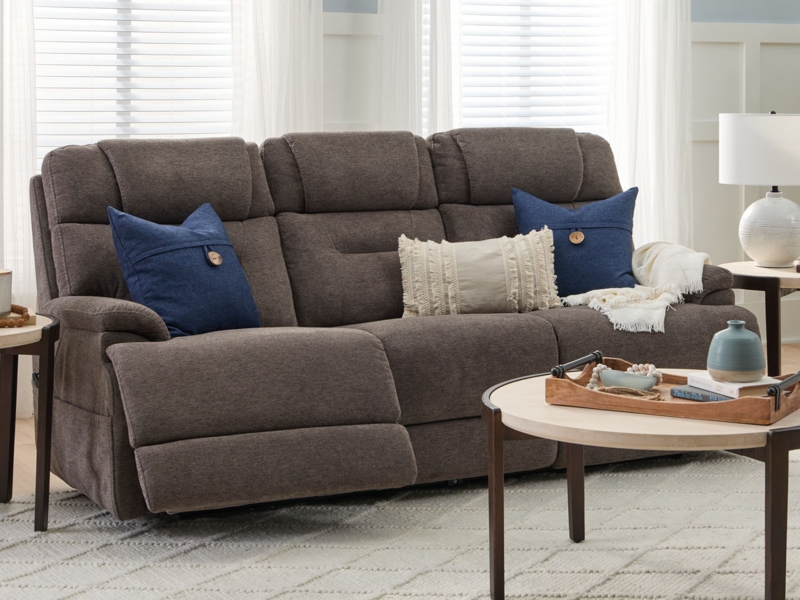 Three-Seater Reclining Sofa with Track Arms & Headrest