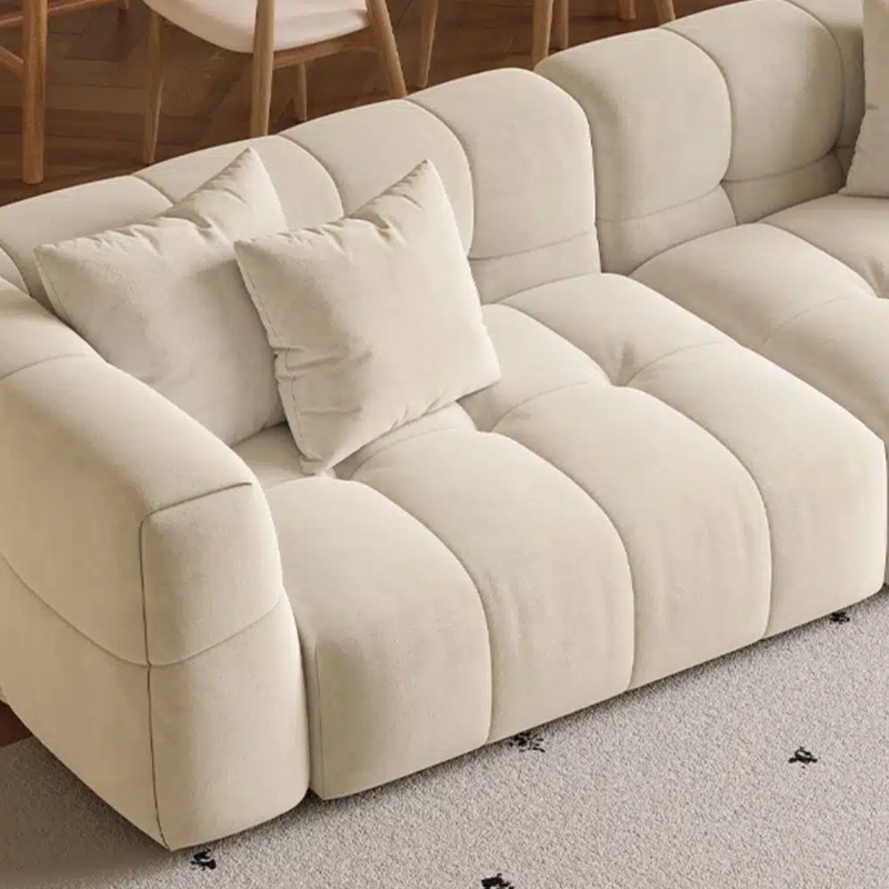 Three-Seater Sofa Color-Blocked Channel Tufted Back Low Profile