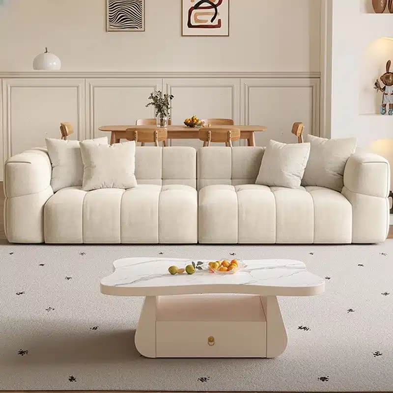 Three-Seater Sofa Tri-Color Biscuit Back Low Profile Design
