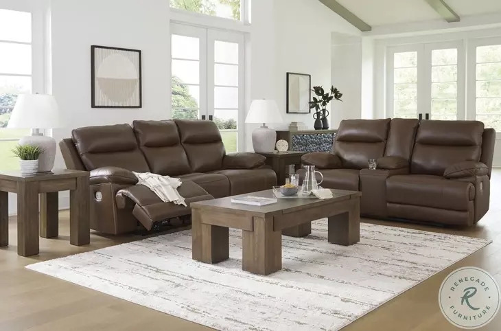 Tobacco Power Reclining Living Room Set with Adjustable Headrests