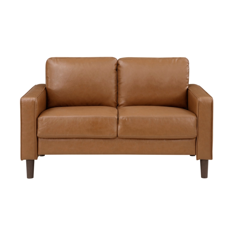 Traditional Brown Tufted Loveseat with Nailhead Trim
