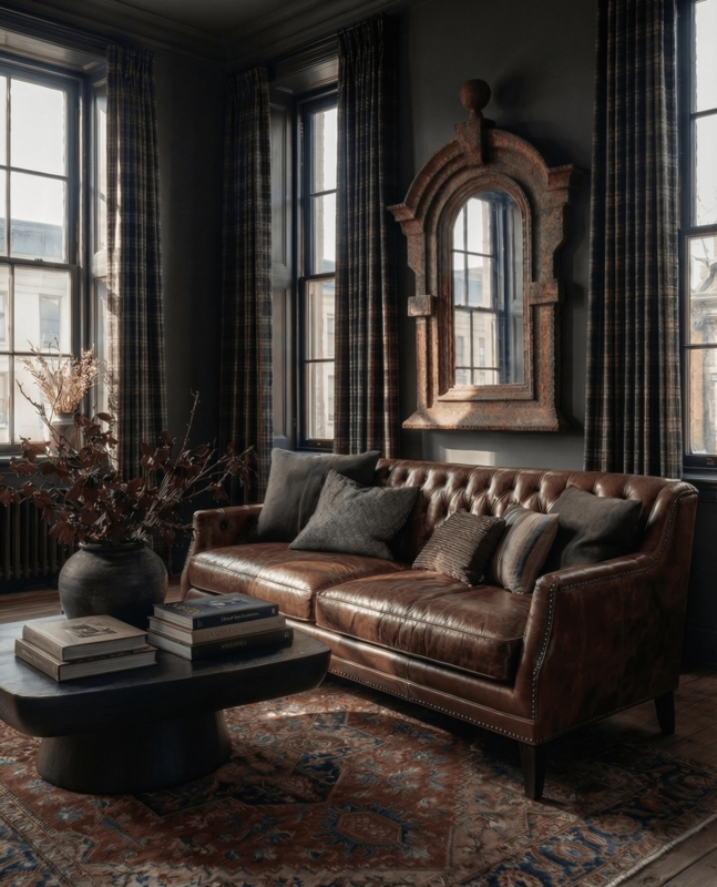 Traditional Cognac Chesterfield Sofa Leather Like Turned Legs Luxury
