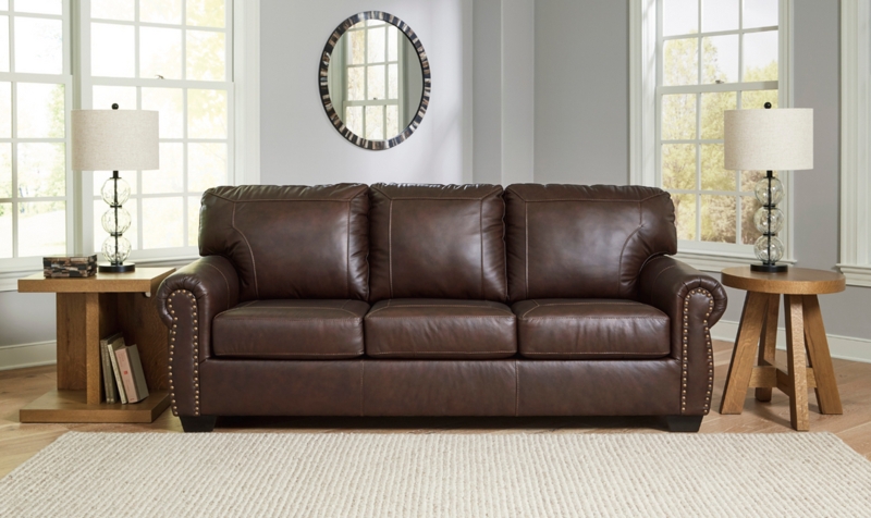 Traditional Leather Living Room Set with Bun Feet