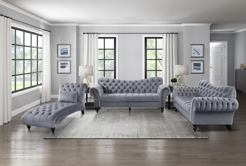 Traditional Living Room Set with Button Tufted Back & Nailhead Trim