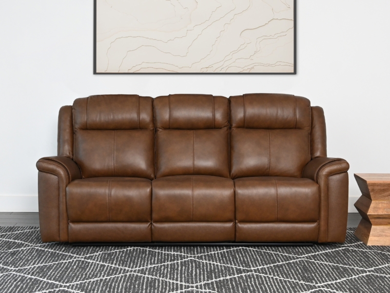 Traditional Reclining Sofa Manual Dark Brown Tiered Back