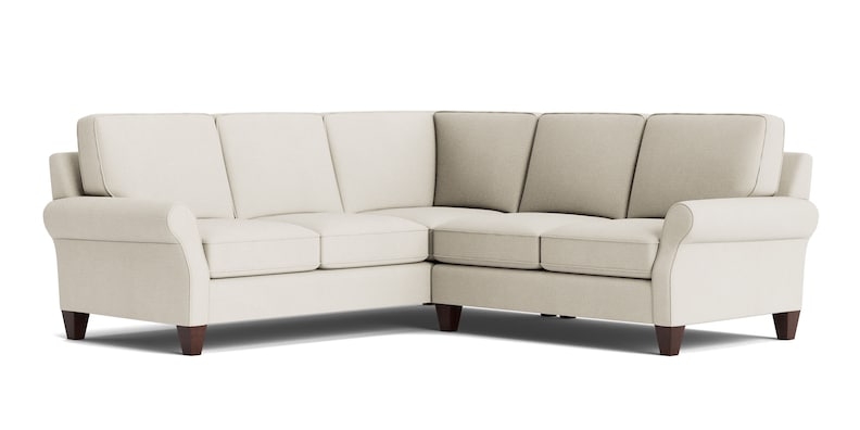 Traditional Sectional Rolled Arms Skirted Base Beige Woven Fabric