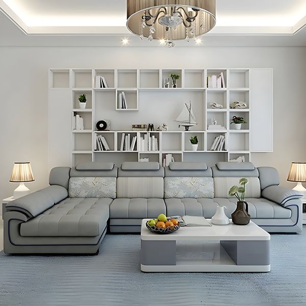 Traditional Sectional Sofa Washable Fabric with Pillow Top Arms