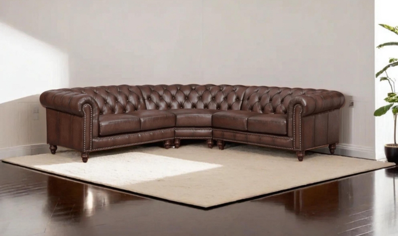 Traditional Sectional Sofa with Rolled Arms and Nailhead Trim