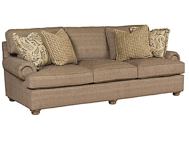 Traditional Skirted Sofa with English Arms and Loose Cushions