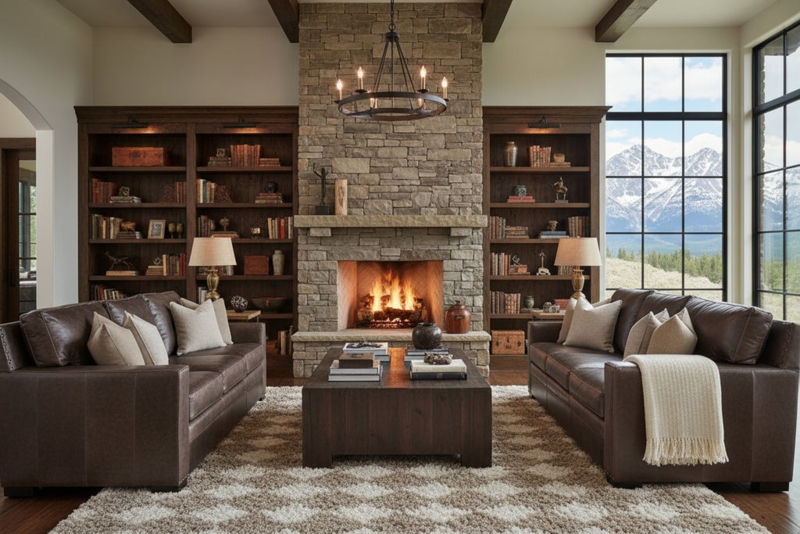 Traditional Sofa Espresso Brown Leather Like Pillow Back Nailheads