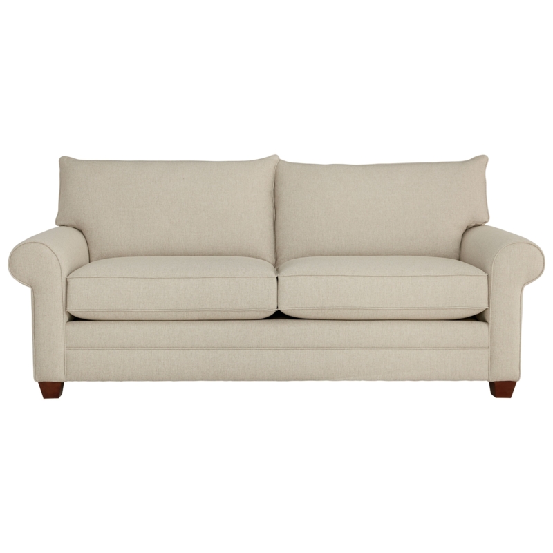 Transitional Beige Sofa featuring a Two-Cushion Seat Design