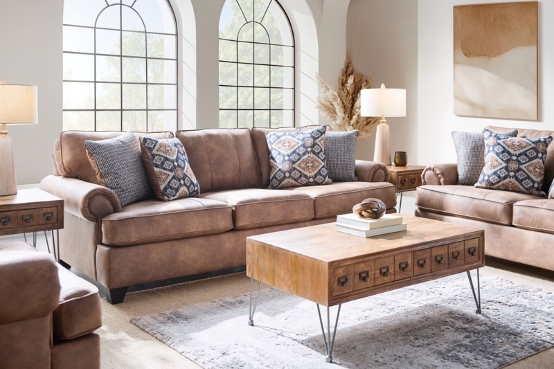 Transitional Flared Arm Sofa with Three Cushion Fabric Seating