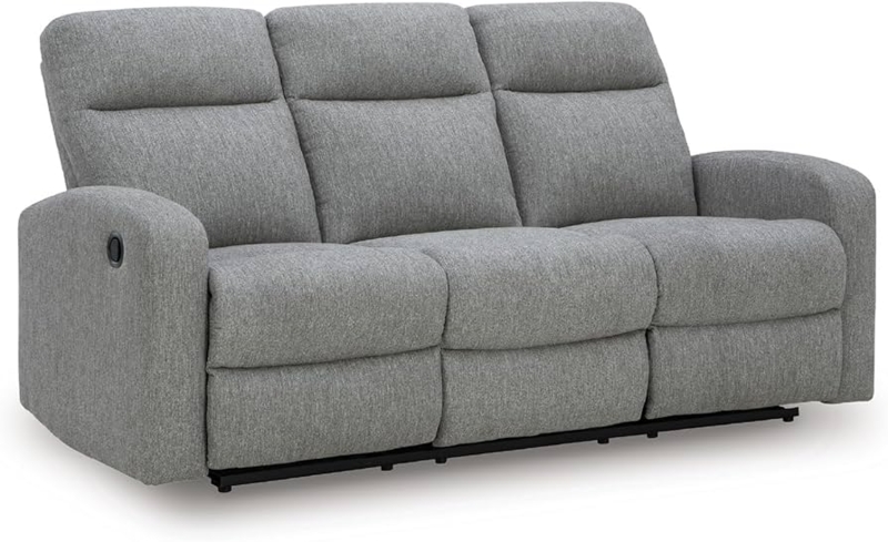 Transitional Gray Manual Reclining Sofa with Pillow Top Arms