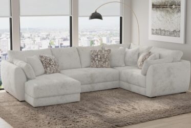 Transitional Living Room Seating Layout Upholstered Sectional Sofa