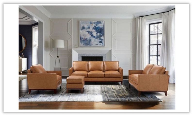Transitional Living Room Set Track Arms Boxed Cushions Block Feet