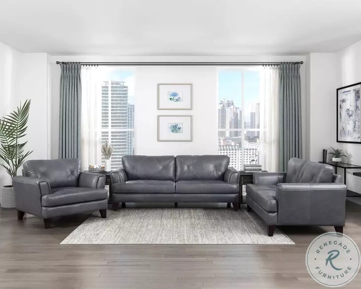 Transitional Living Room Set with Burnish Fabric & Button Tufting