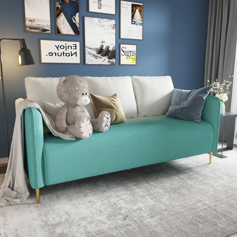 Transitional Loveseat Dusty Blue Button Tufted Back