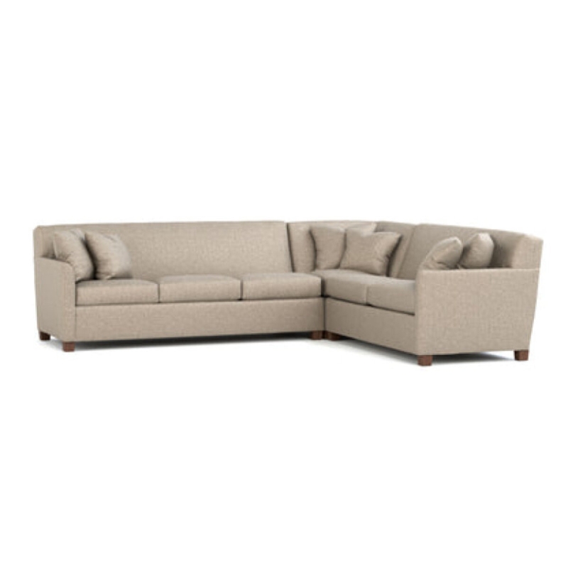 Transitional Sectional Sofa Crescent Arms Tight Back Tapered Legs