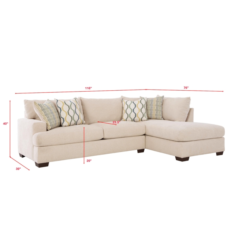 Transitional Sectional Sofa Integrated Chaise Track Arm Design