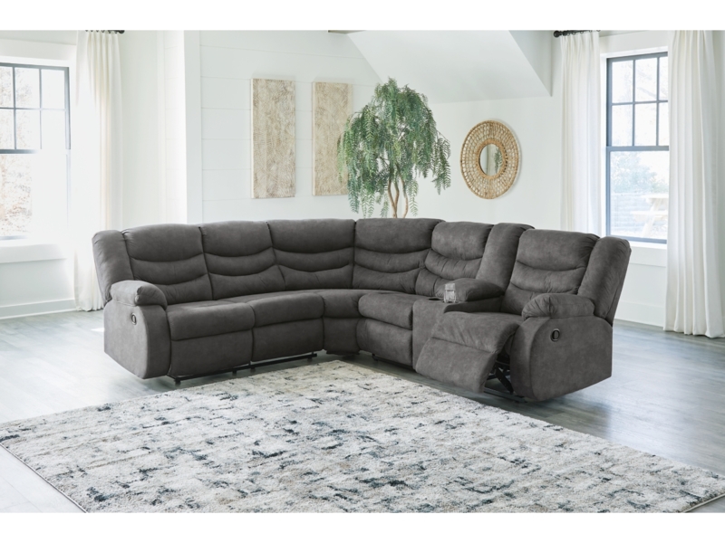 Transitional Sectional Sofa Split Back Design Storage Console