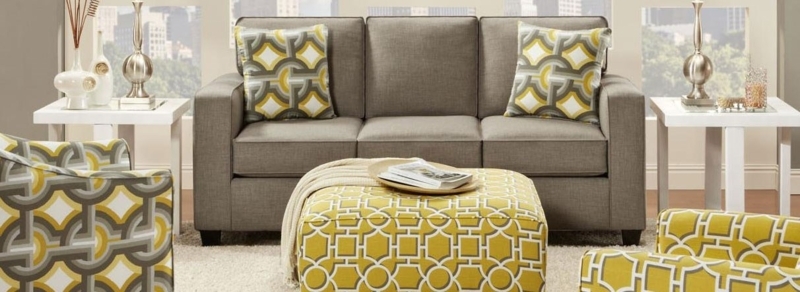 Transitional Sofa Gray Upholstery & Track Arms Neutral Decor