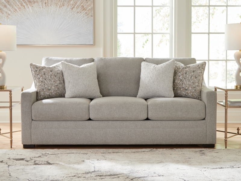 Transitional Sofa in Charcoal Gray with Box Cushions and Tapered Legs