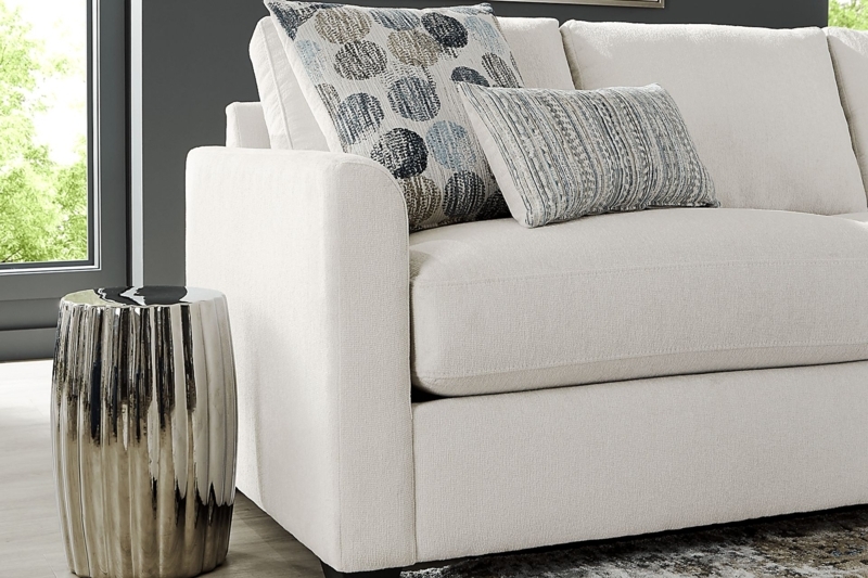 Transitional Sofa in Chenille Fabric with Rolled Arms and Turned Legs