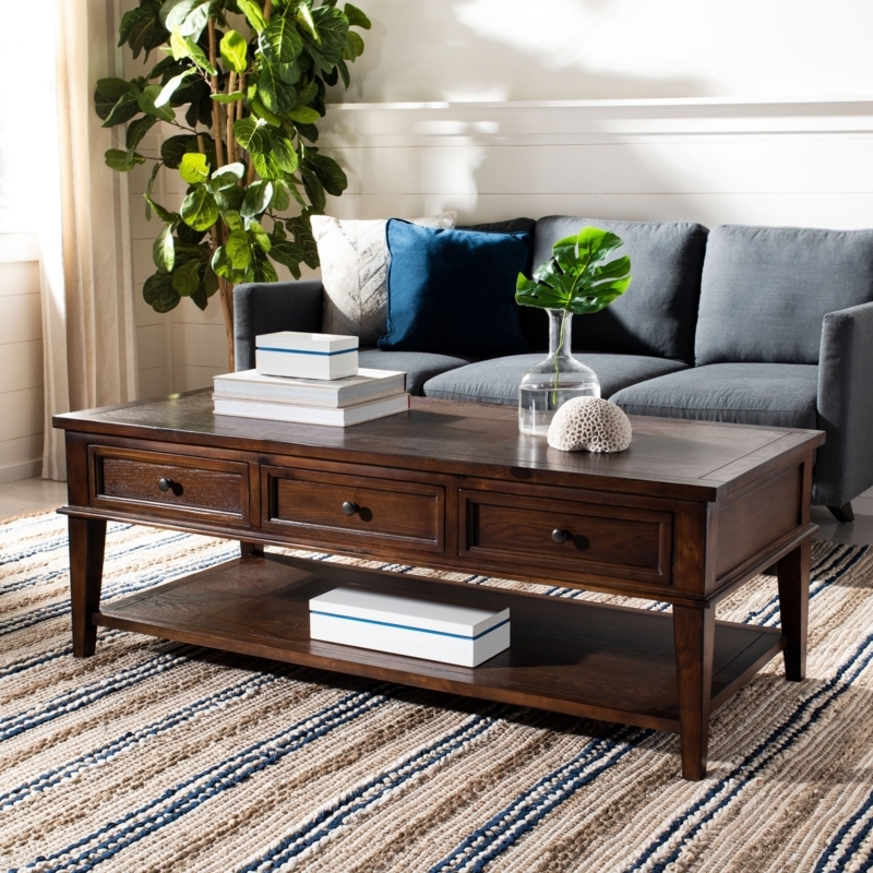 Transitional Square Woven Texture Coffee Table in Sepia Tan