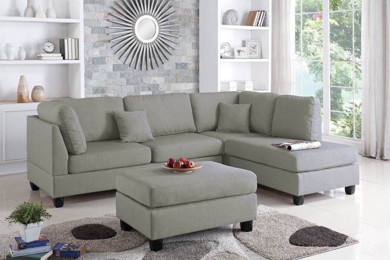 Transitional Tufted Upholstered Seating Sectional Button-Tufted Seat