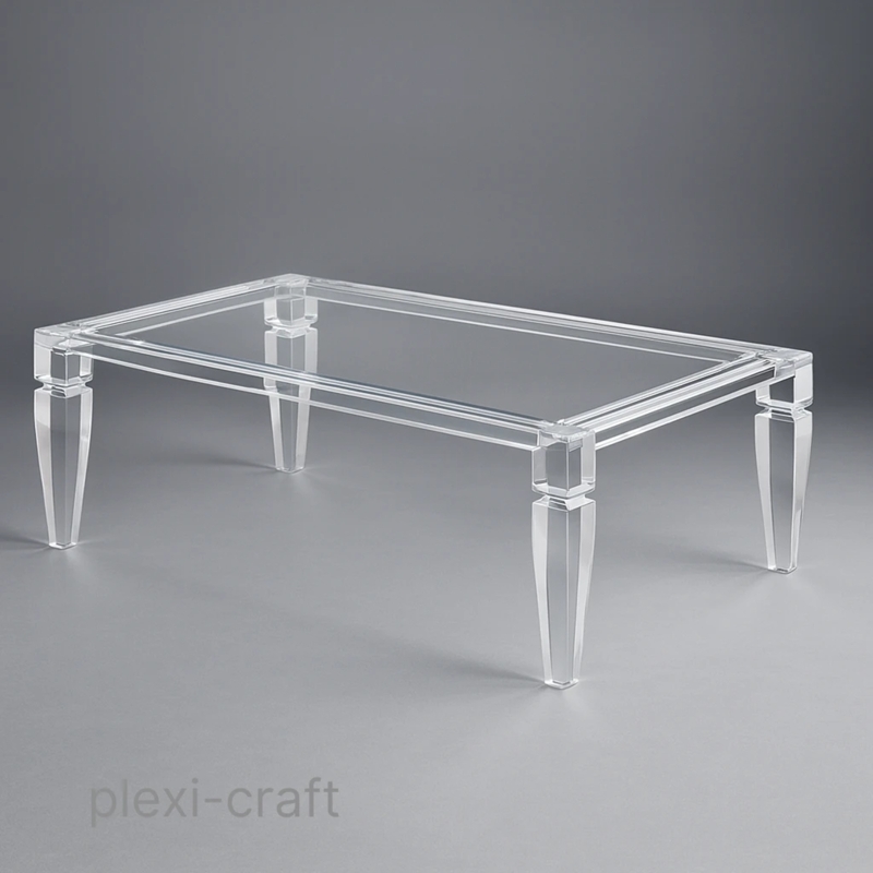 Transparent Two-Tier Acrylic Coffee Table with Open Shelf