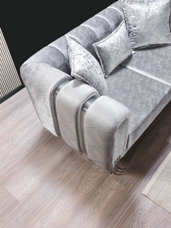 Tuxedo Sofa Set with Velvet Upholstery and Gold Legs